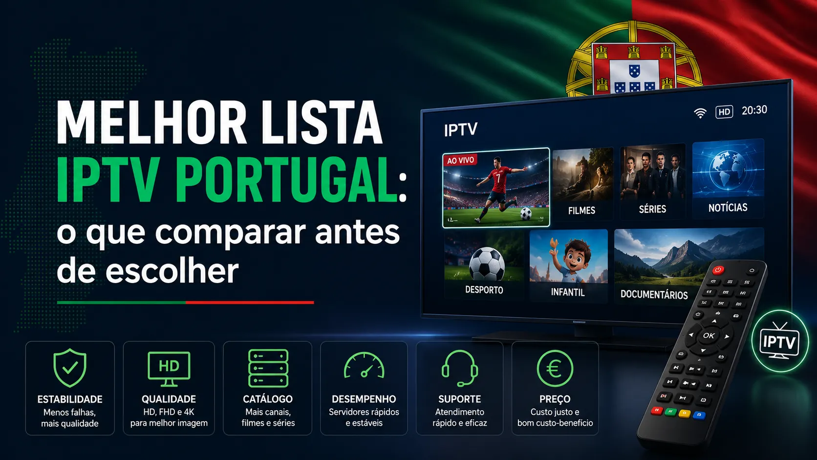 Melhor lista IPTV Portugal com canais, filmes e desporto
